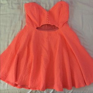 Strapless dress with center cutout